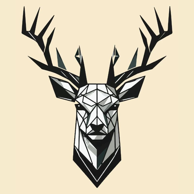 Geometrischer Hirsch mit Geweih