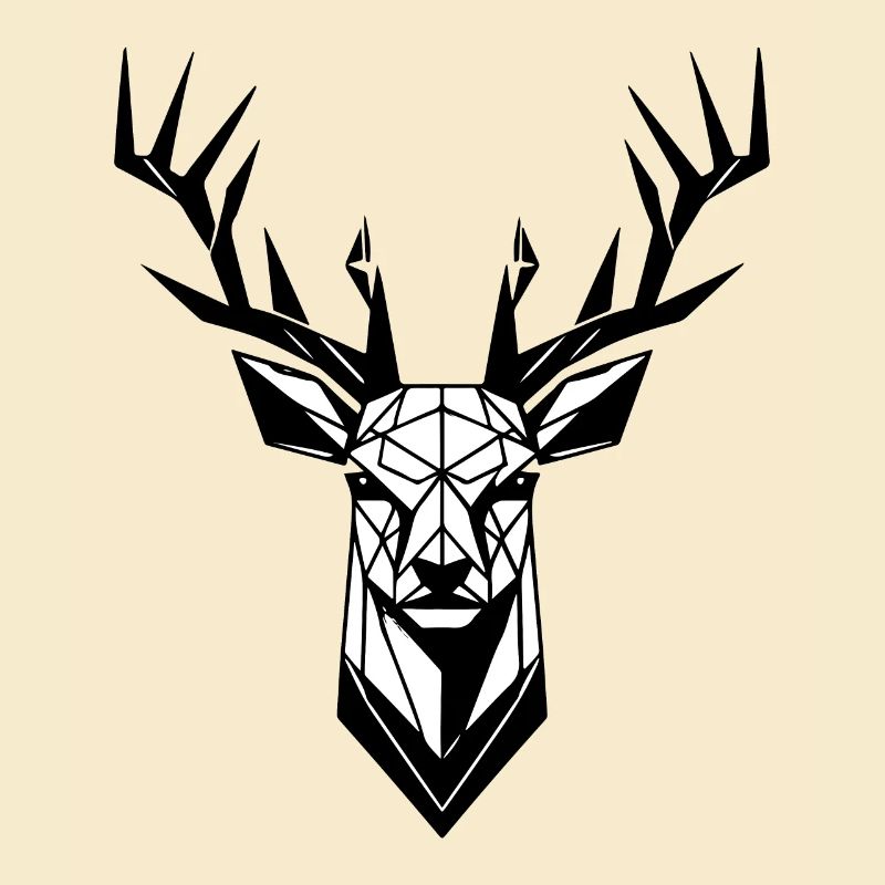Geometrischer Hirsch mit Geweih