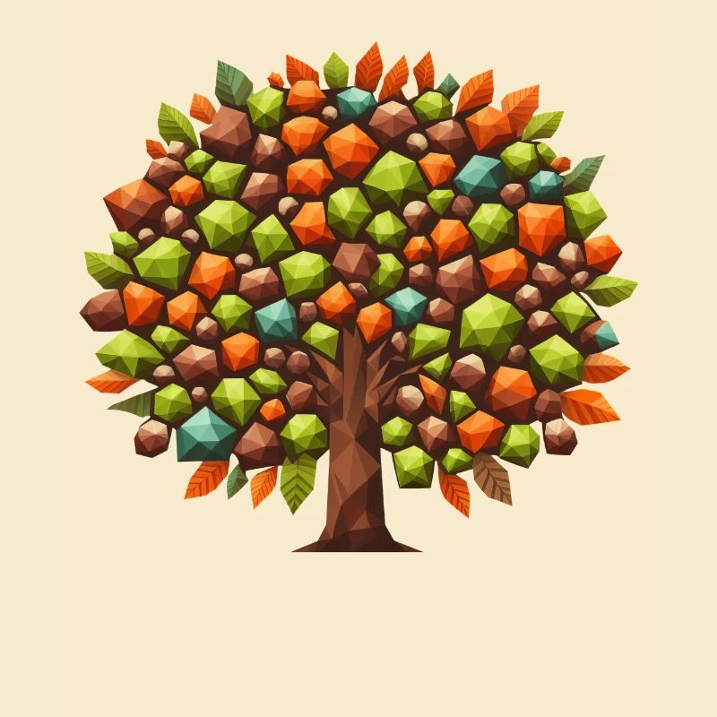 Autumn Elegance: Polygonal Deciduous Tree in