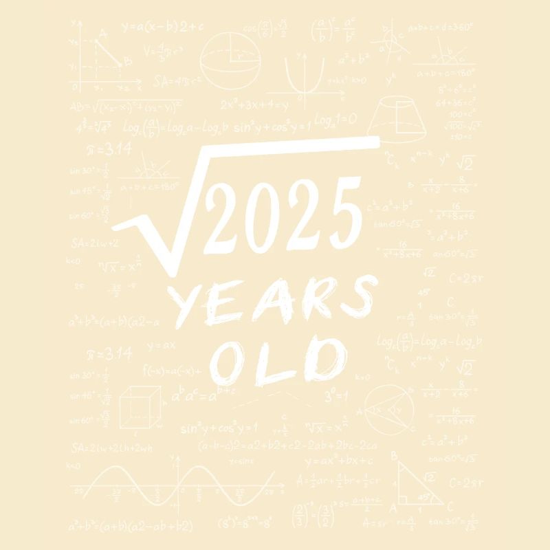 45th Anniversary 45 years Square root of 2025 math
