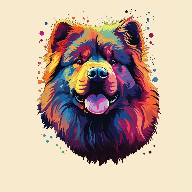 Wasserfarben Farbenfroher Chow Chow
