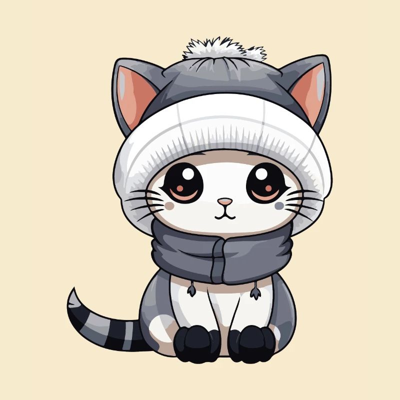 Cat Winter Comic Cute