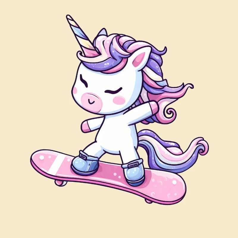Süßes Einhorn Comic Skateboarder