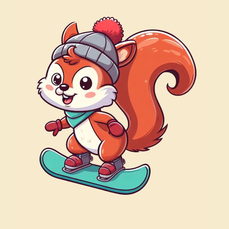 Winterabenteuer mit Eichhörnchen – Snowboard-Spaß