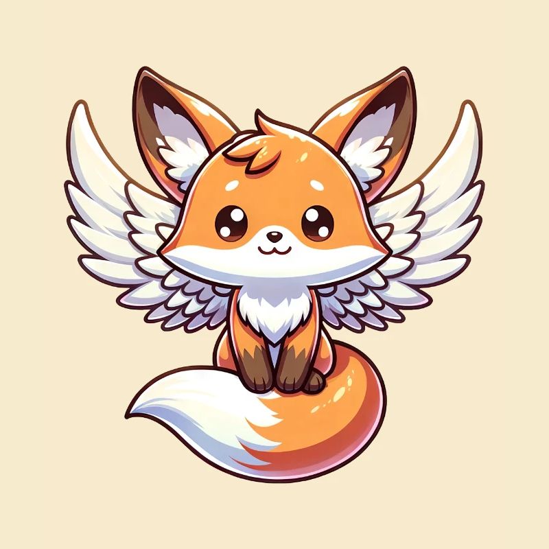 Celestial Red Fox Angel with Wings Mystical