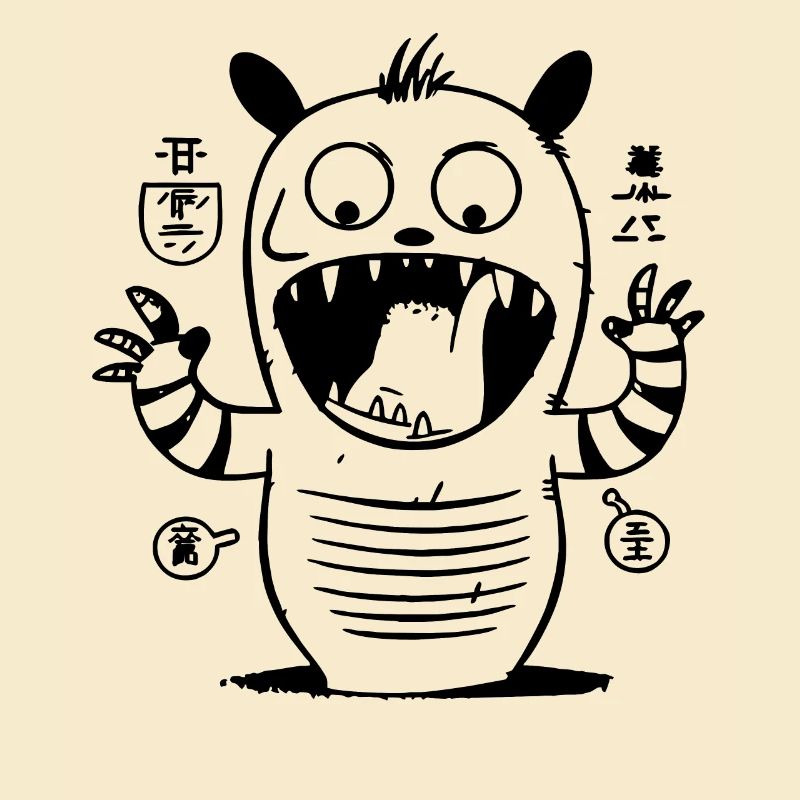 Weird Striped Cat Creature with Anime Magic
