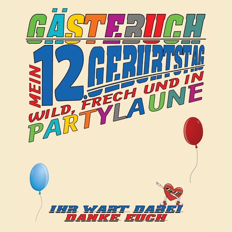 12. Geburtstag Mädchen & Junge Gästebuch