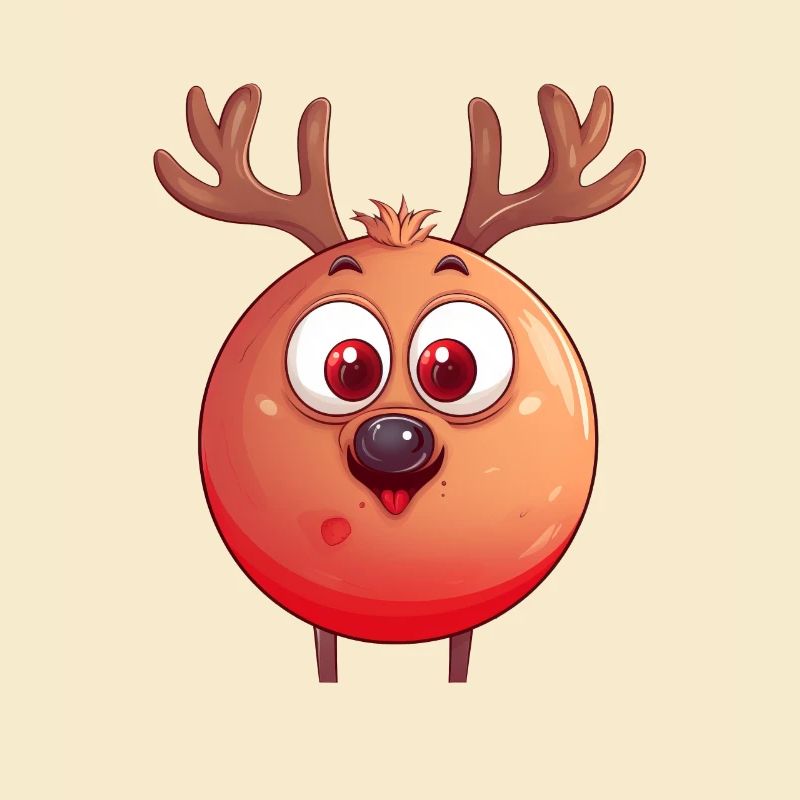 Rundes Rentier-Weihnachtskugel Comic Design