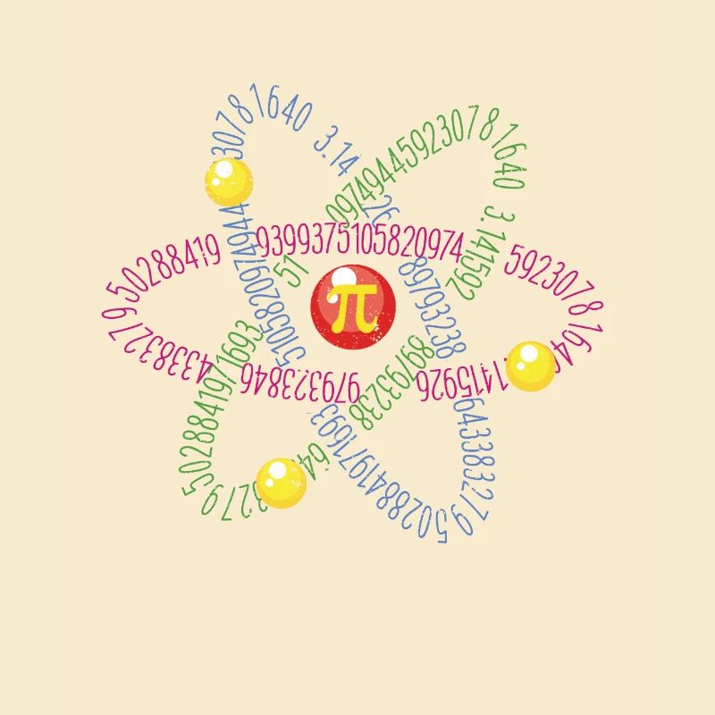 Math Lover, Pi Tag, Atom Symbol, Numbers 3.14