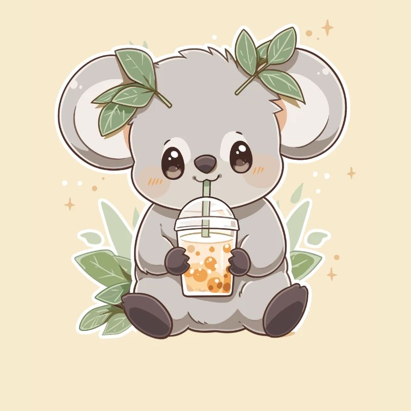 Kawaii Koala Boissons Boba Bubble Tea Chibi