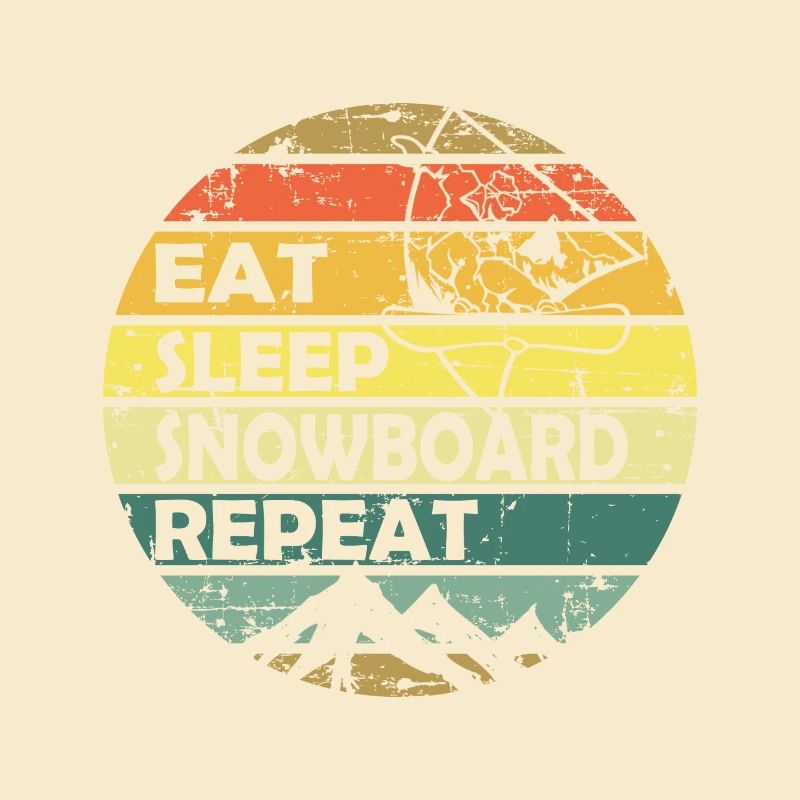 Eat Sleep Snowboard Repeat Retro Circle