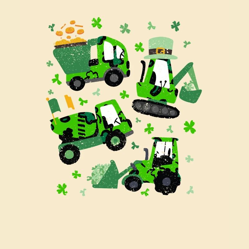 La Saint-Patrick de la Saint-Patrick grue camion excavatrice construction trèfle