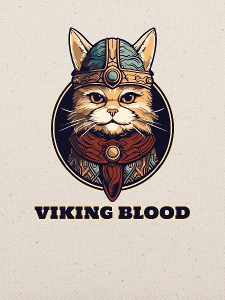 Wikingerkatze mit Wikingerhelm und Wikingerblut
