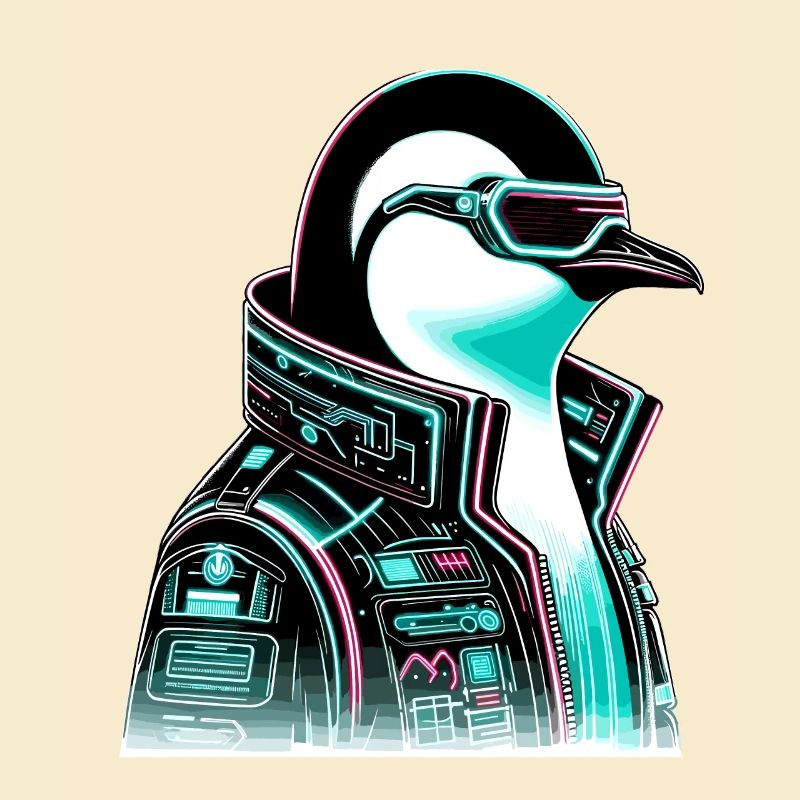 Cyberpunk Pingouin Conception graphique