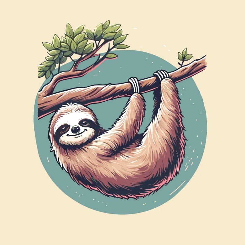 Relaxed sloth serenity at tree