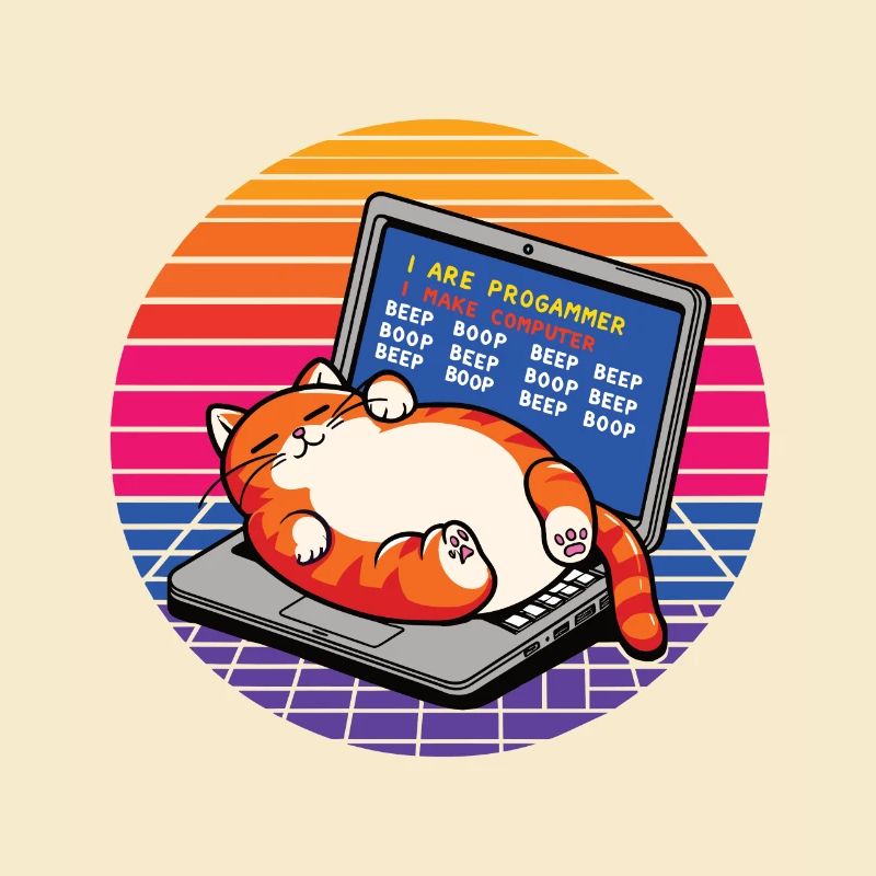 I are programmer, fat sleeping cat