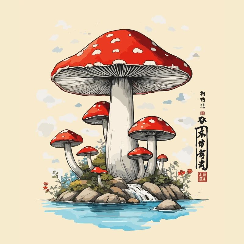 Retro Toadstool Art Mushroom Picker Design