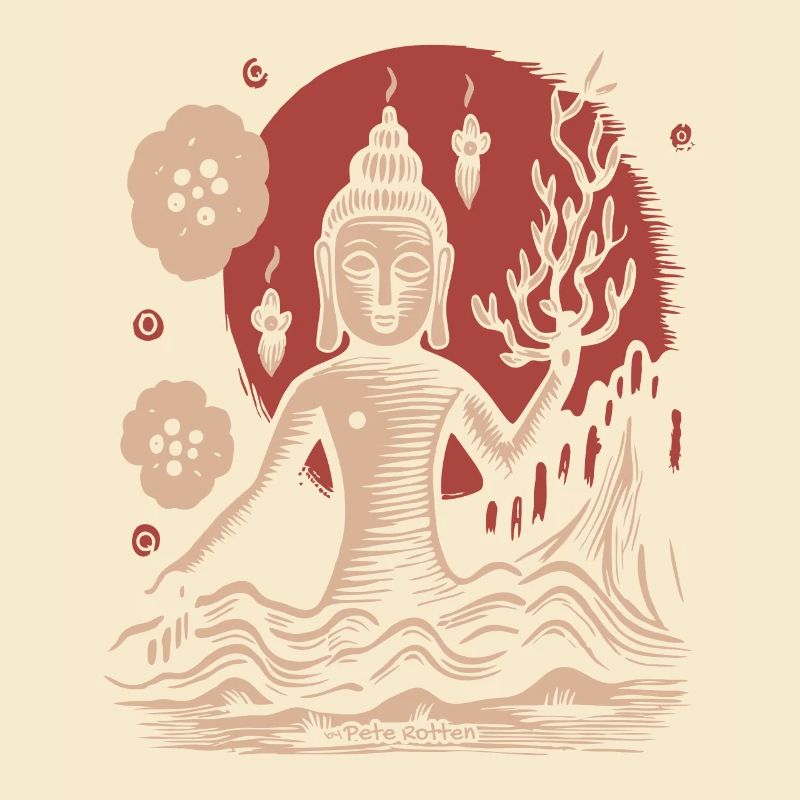 Lebensbaum und meditierender Buddha