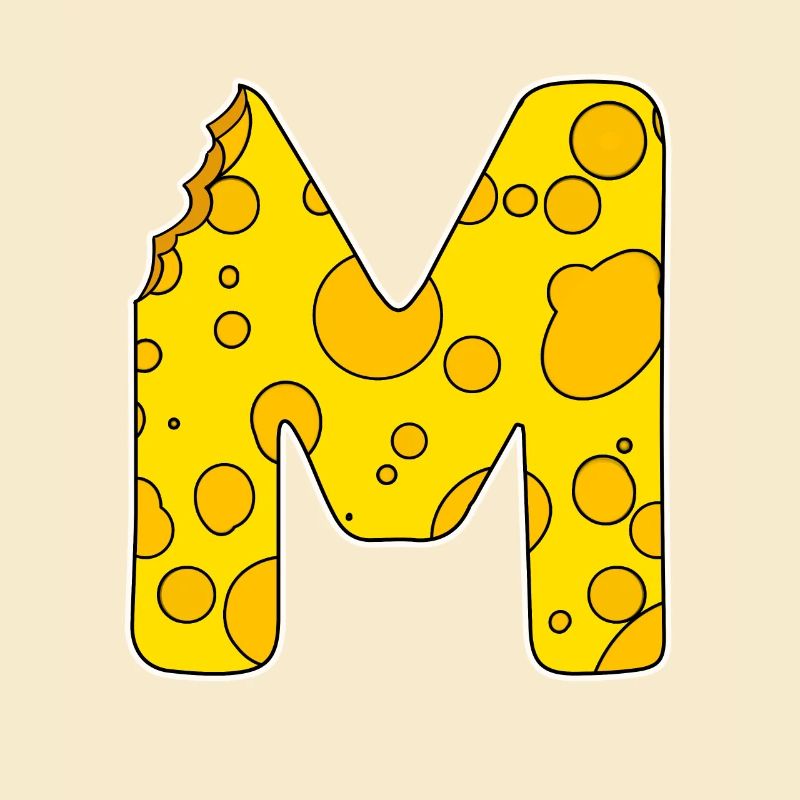 Buchstabe M - Anfangsbuchstabe M - Käse Motiv