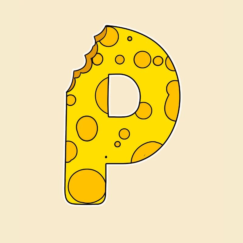 Buchstabe P - Anfangsbuchstabe P - Käse Motiv