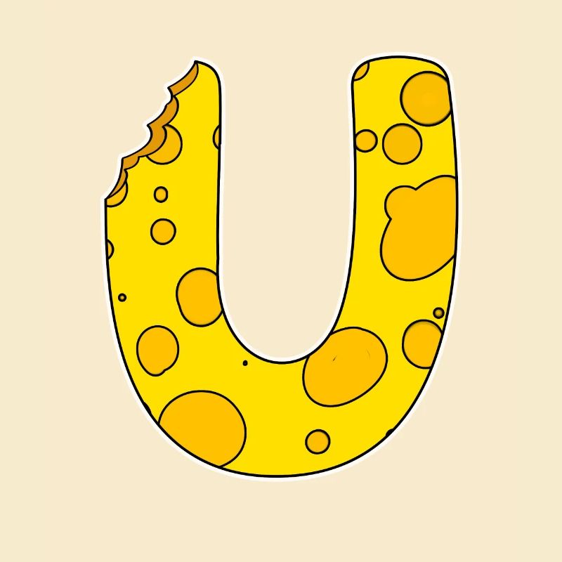 Lettre U - Lettre initiale U - Motif fromage