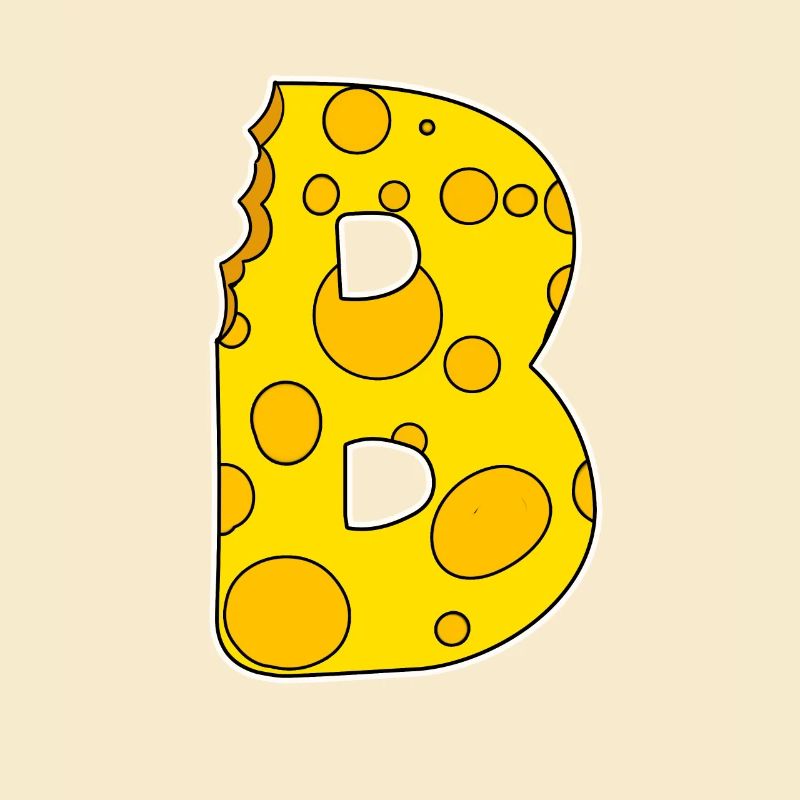 Lettre B - Lettre initiale B - Motif Fromage