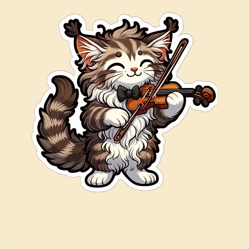 Mignon Maine-Coon jouant du violon