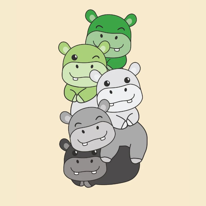 Aromance Flag Pride LGBTQ Cute Hippo Stack