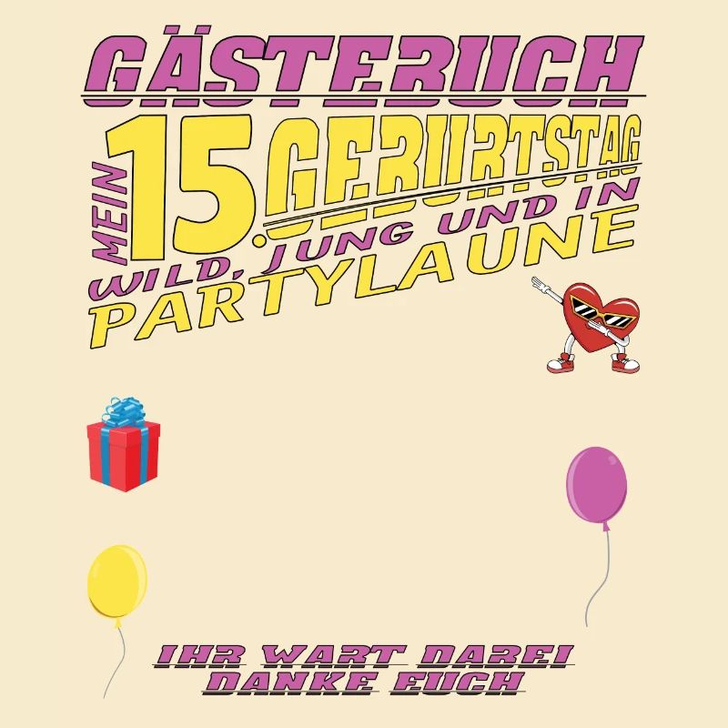 15. Geburtstag Mädchen & Junge Gästebuch
