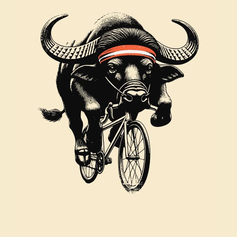 Radfahrender Büffel