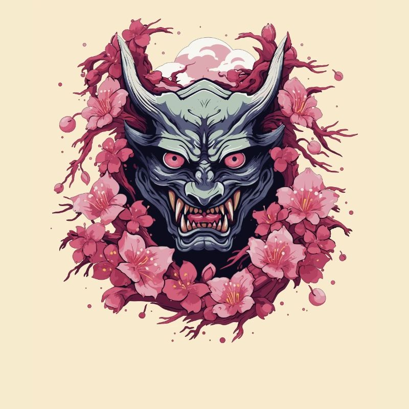 Japanese Hannya Demon Samurai Warrior Oni Mask