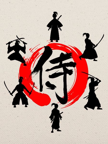 Enso-Zen-Kreis mit Samurai