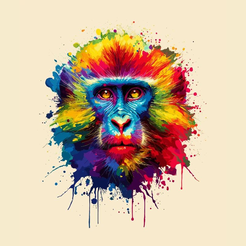 Coloré Splash Art Monkey Lover Ape Chimpanzé