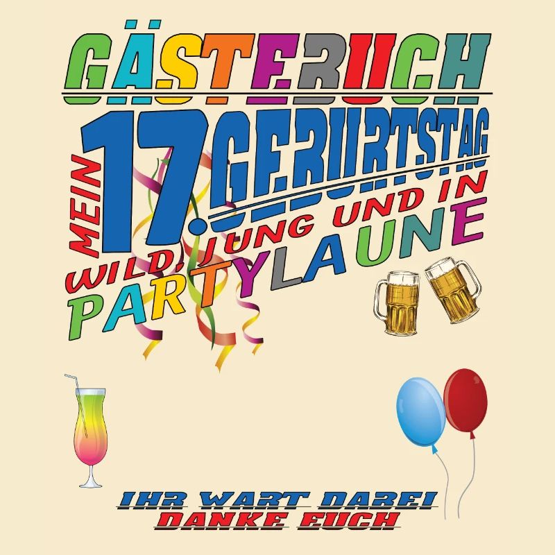17. Geburtstag Mädchen & Junge Gästebuch