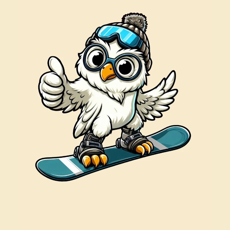Eule Snowboarder Winterabenteuer