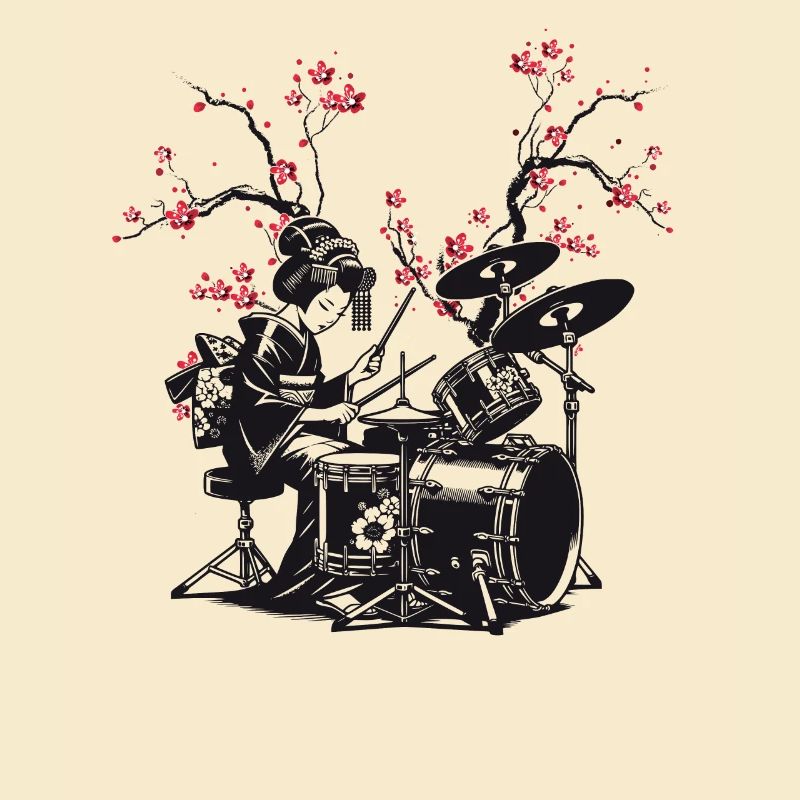 Trommelnde Sakura Geisha