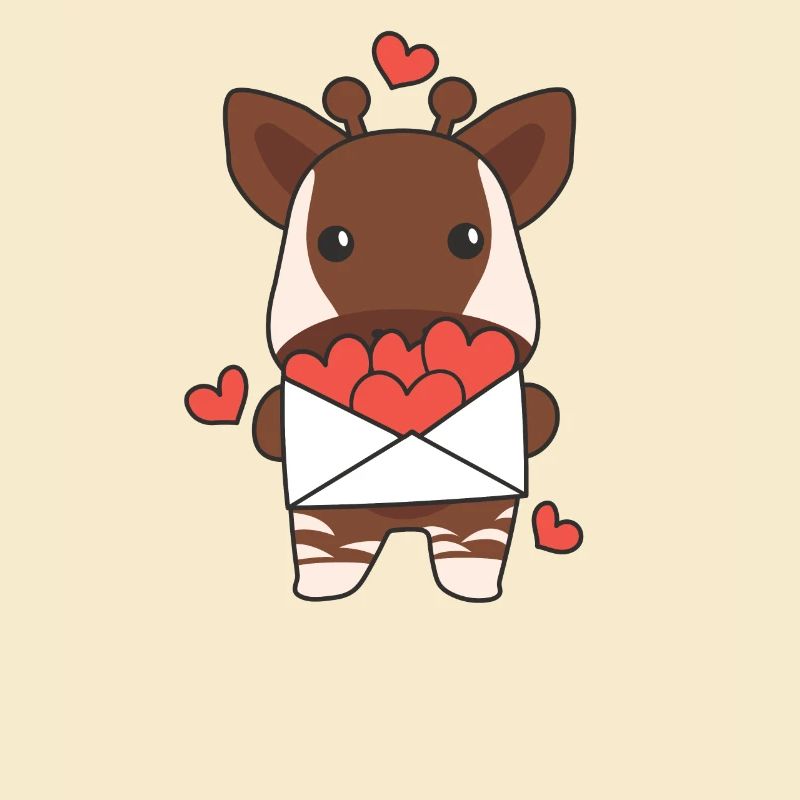 Okapi for Valentine's Day Cute Animals with Hearts