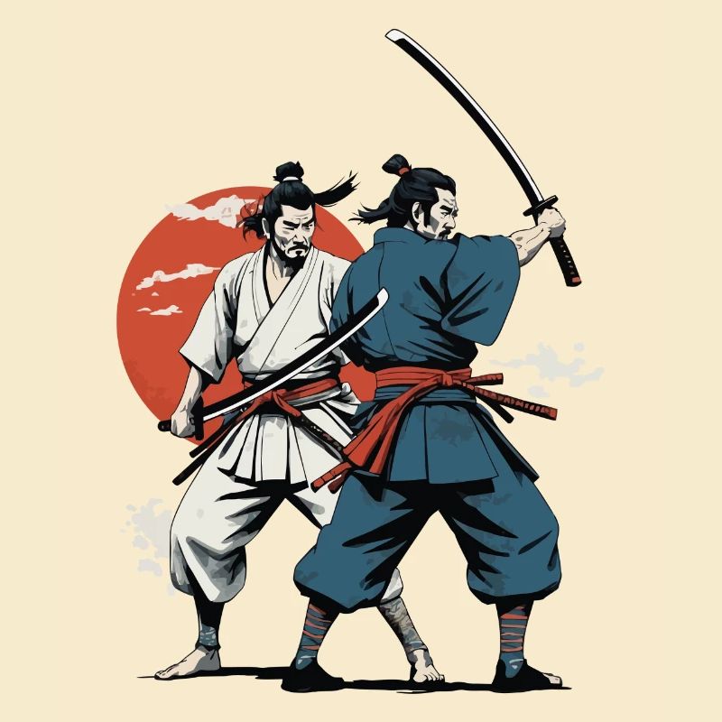Samurai Bild Ukiyo-E Retro Vintage Design