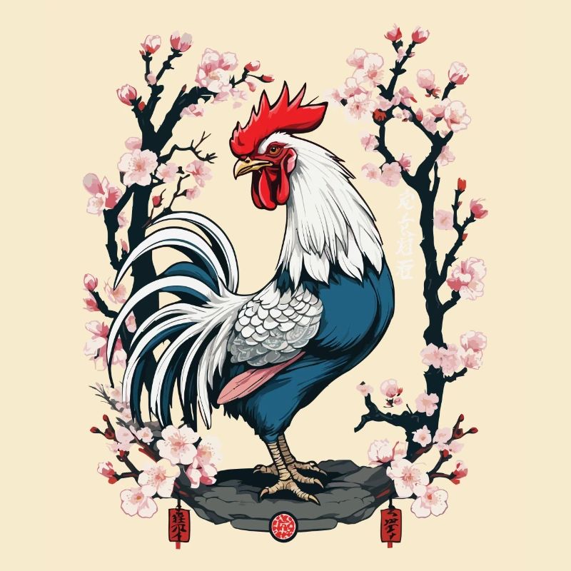 Conception esthétique de fleurs de cerisier de coq asiatique