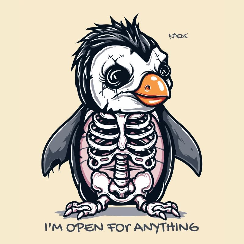 I'm open to anything, funny skeleton penguin
