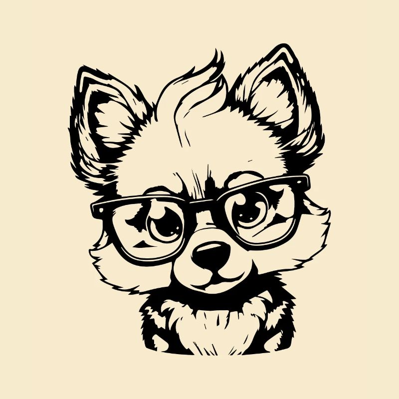 niedlicher Wolf mit einer Brille