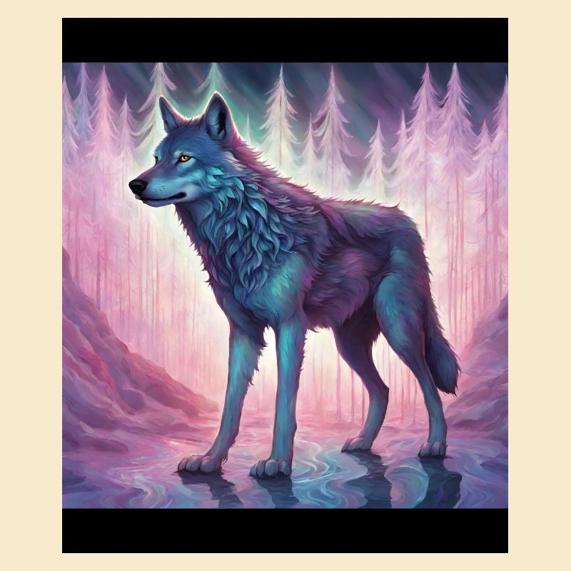 Wolf im Polarlicht