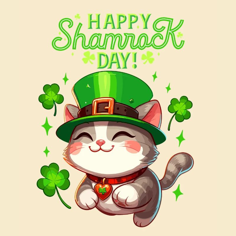 Chat de la Saint-Patrick Shamrock Lucky Kitten Fun