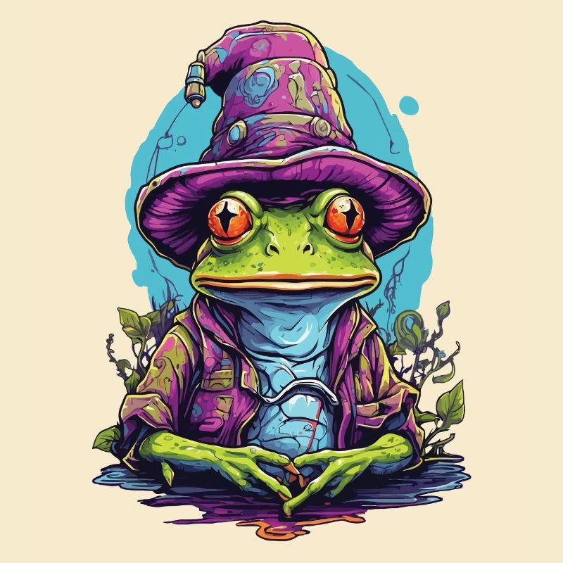 Mystic frog with magic hat