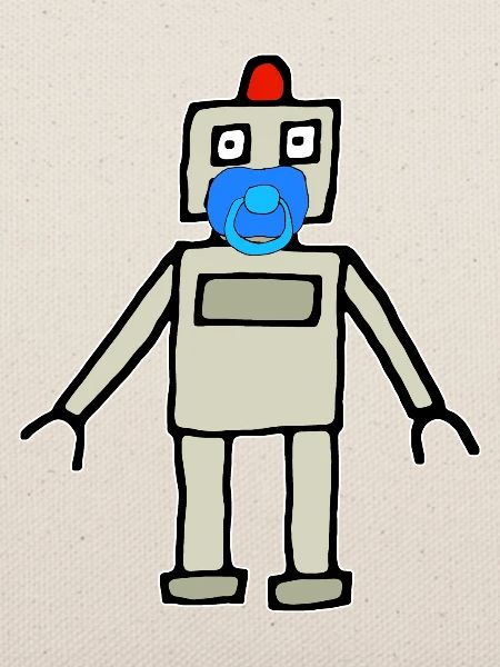 Baby Roboter mit Schnuller