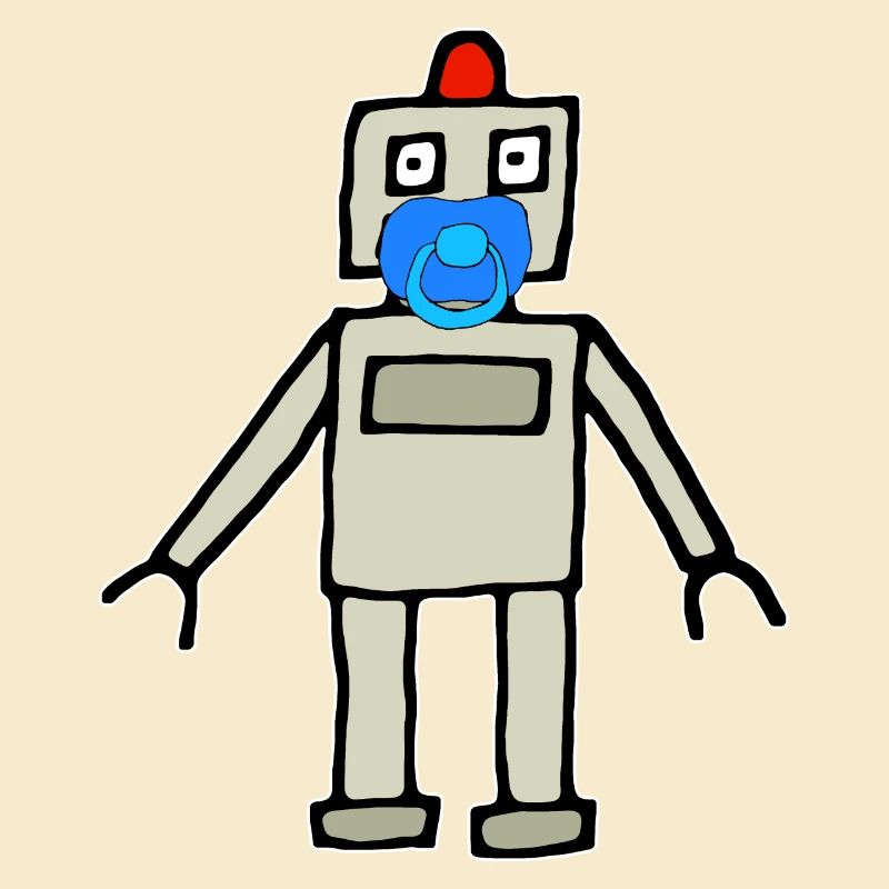 Baby robot with pacifier