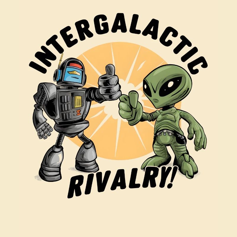 Robot vs Alien T-Shirt - Intergalactic Rivalry!