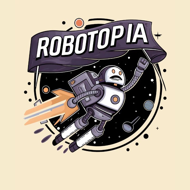Robotopia Flag-Waving Space Jetpack Robot Art