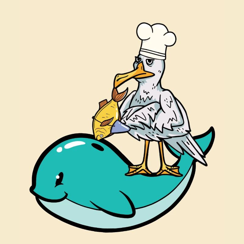 Mouette cuisiner du poisson camouflage requin cuisson du poisson