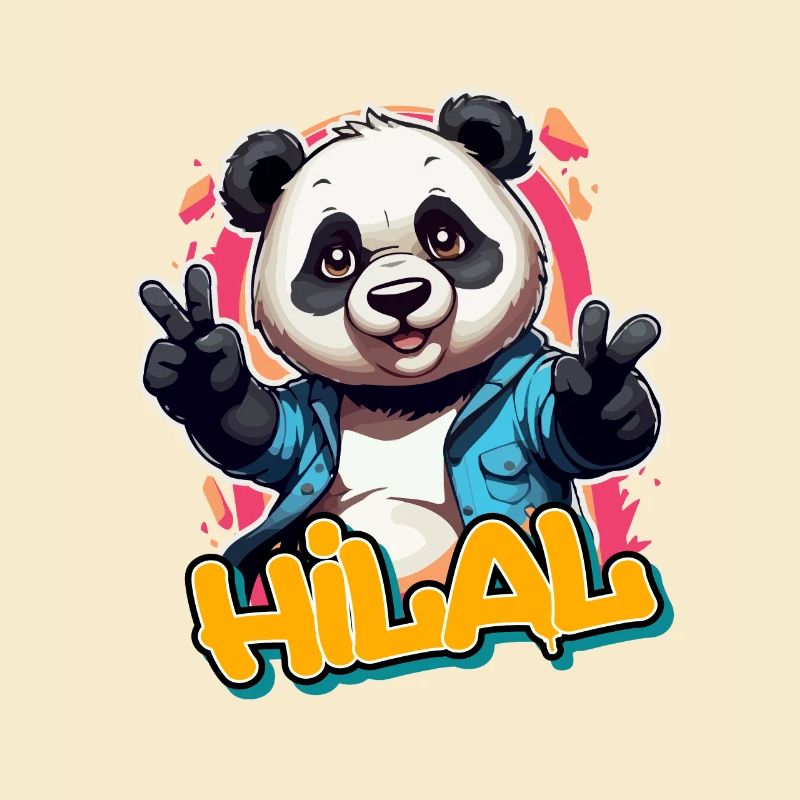 HILAL - Beau nom de garçon avec Cool Panda